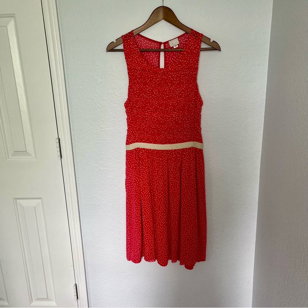 Anthropologie Postage Stamp Smocked Bodice Dress Size Small - Picture 2 of 10